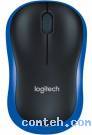 Мышь беспроводная Logitech M185 Black+Blue (910-002632***); 2.4 ГГц; USB; оптический; 1000 dpi; 3 кнопки; колесо-кнопка; 1хАА; чёрный + синий