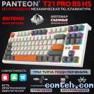 Клавиатура игровая Jet.A PANTEON T21 PRO BS HS(60) (PANTEON T21 PRO BS HS White-Ivory-Grey (60)***); USB + (Bluetooth/2.4 Ггц); механическая; 87 клавиш; 2 доп. клавиши + колесико + 16(+Fn); подсветка RGB; встроенный аккумулятор; ENG\RUS; белый + серый