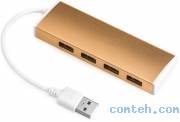 Концентратор USB внешний Greenconnect (GCR-UH214BR***); USB 2.0; 4-порта; бронзовый