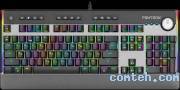 Клавиатура игровая Jet.A PANTEON T10 PRO BS Bl-Gr***; USB; механическая; 104 клавиши; 13 доп. клавиш; RGB подсветка; ENG\RUS; чёрный + серый